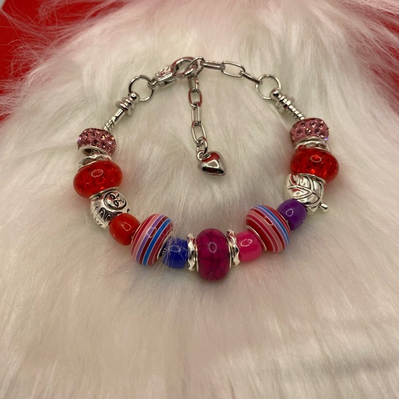 Deluxe charm bracelets, silver plated, snake chain with heart clasps - Picture 12 of 16